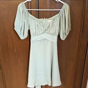 Altar'd State Sage Green Off-Shoulder Dress